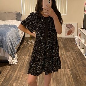 AUGUSTE THE LABEL - Black floral dress with lace detail